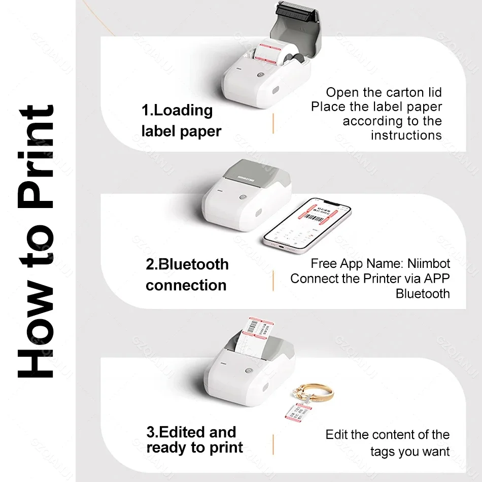 NIIMBOT Mobile B1 Label Printer Bluetooth Thermal Paper Pocket Maker Self-Adhesive Sticker Labeling Tag Price for Retail Store