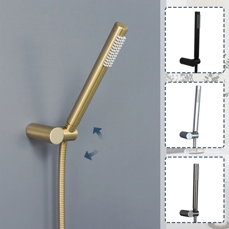 Black Gold Gray Chrome Brass Handheld Shower Head Accessories Single Function Shower Head Movable Shower Seat 1.5M Hose