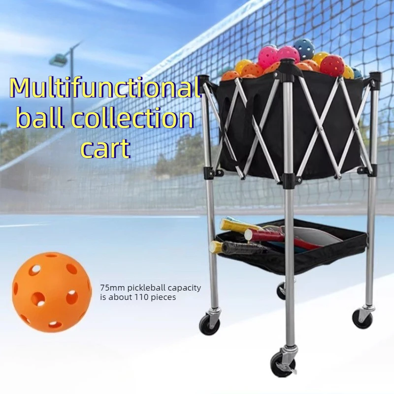 Foldable Pickleball Collecting Basket Double Layer Pickleball Picker Large Capacity Balls Collection Cart Portable Sports Parts