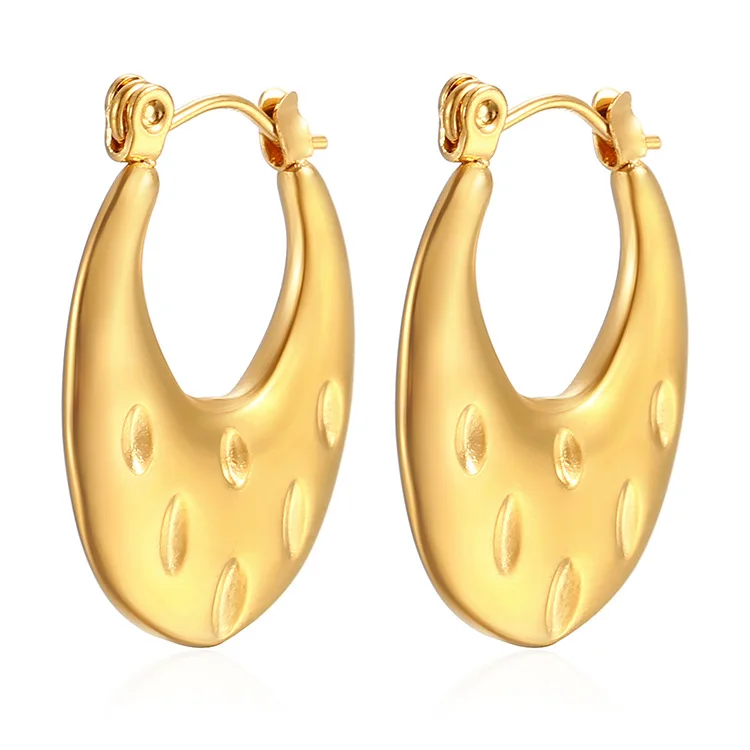 Gold Plated Chunky Earrings for Women Trend Stainless Steel Hoop Earring Waterproof Piercing  Jewelry