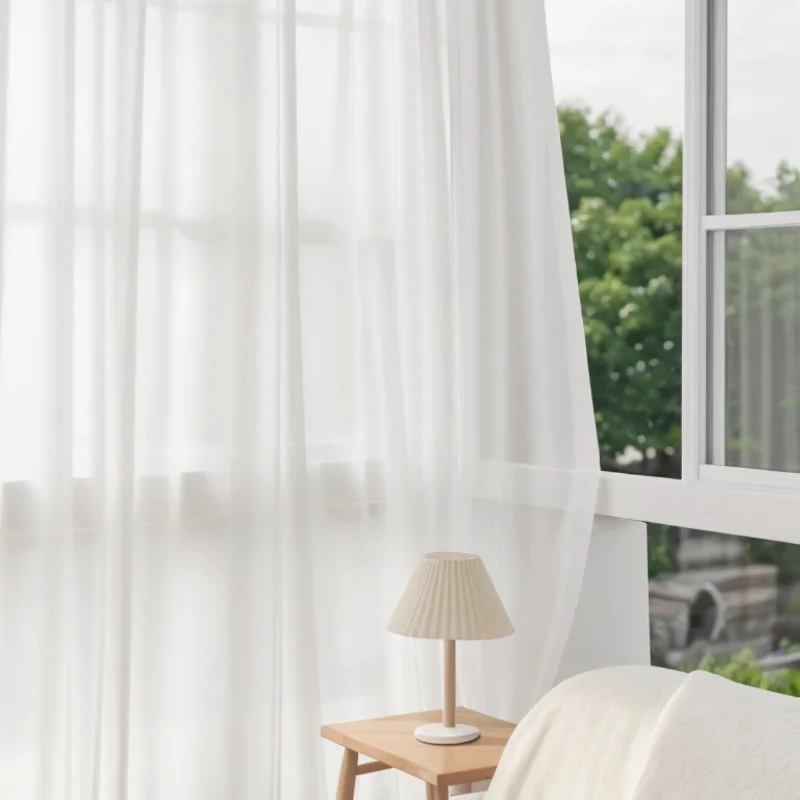 ستائر شفافة بيضاء من الدرجة المعماري لغرفة المعيشة وغرفة النوم ونافذة ديكور الفوال - تحكم دقيق في الإضاءة للنوافذ البسيطة #3
