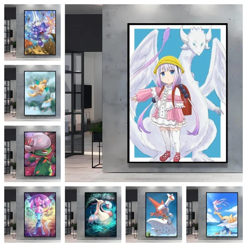 HD Printing Diamond Printing Pokemon Poster Bulbasaur Pictures Children's Room Decoration Anime Posters Birthday Gifts Wall Ar
