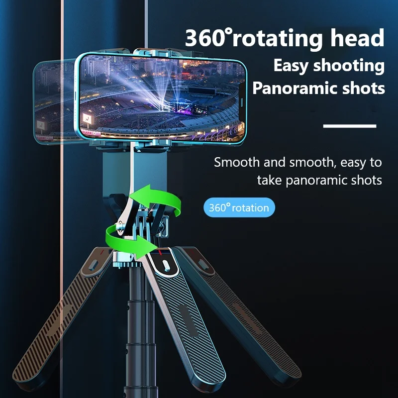 عصا سيلفي لاسلكية 800 ملم حامل ثلاثي القوائم 360 درجة ° AI ذكي الوجه اتبع النار لتوازن الهاتف الذكي للكاميرا الرياضية Gopro