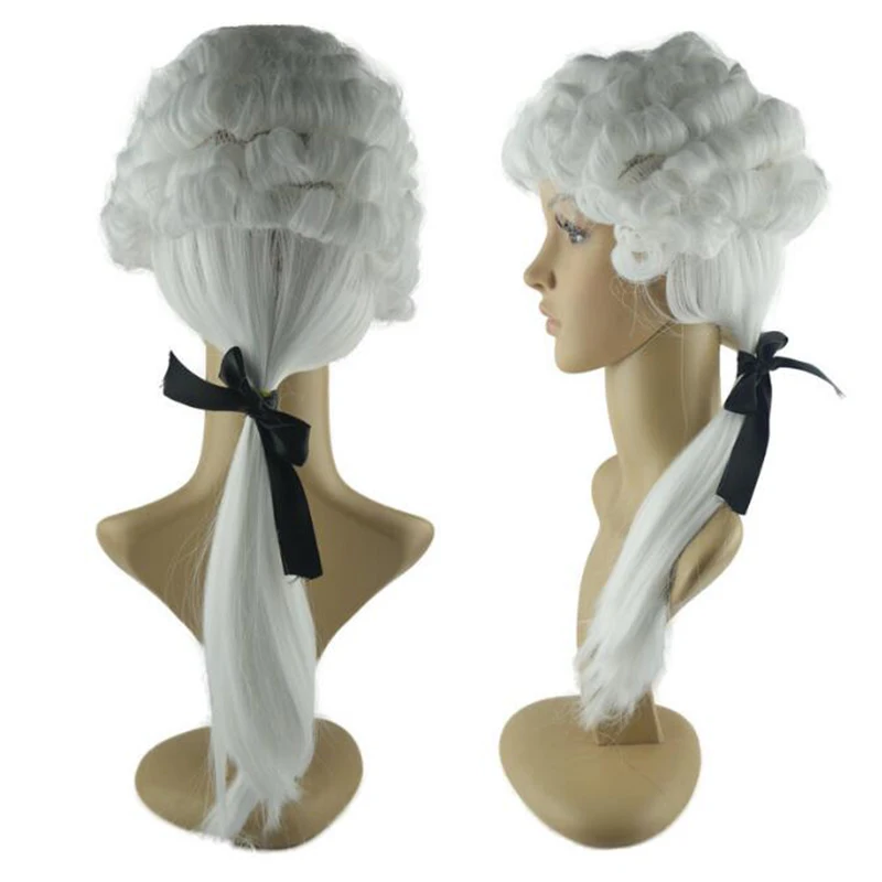 Gentleman's Lawyer's Wig Braided Horse Tail COS Judge Lawyer Styling Wig for Christmas Holiday Halloween Party Costume Props