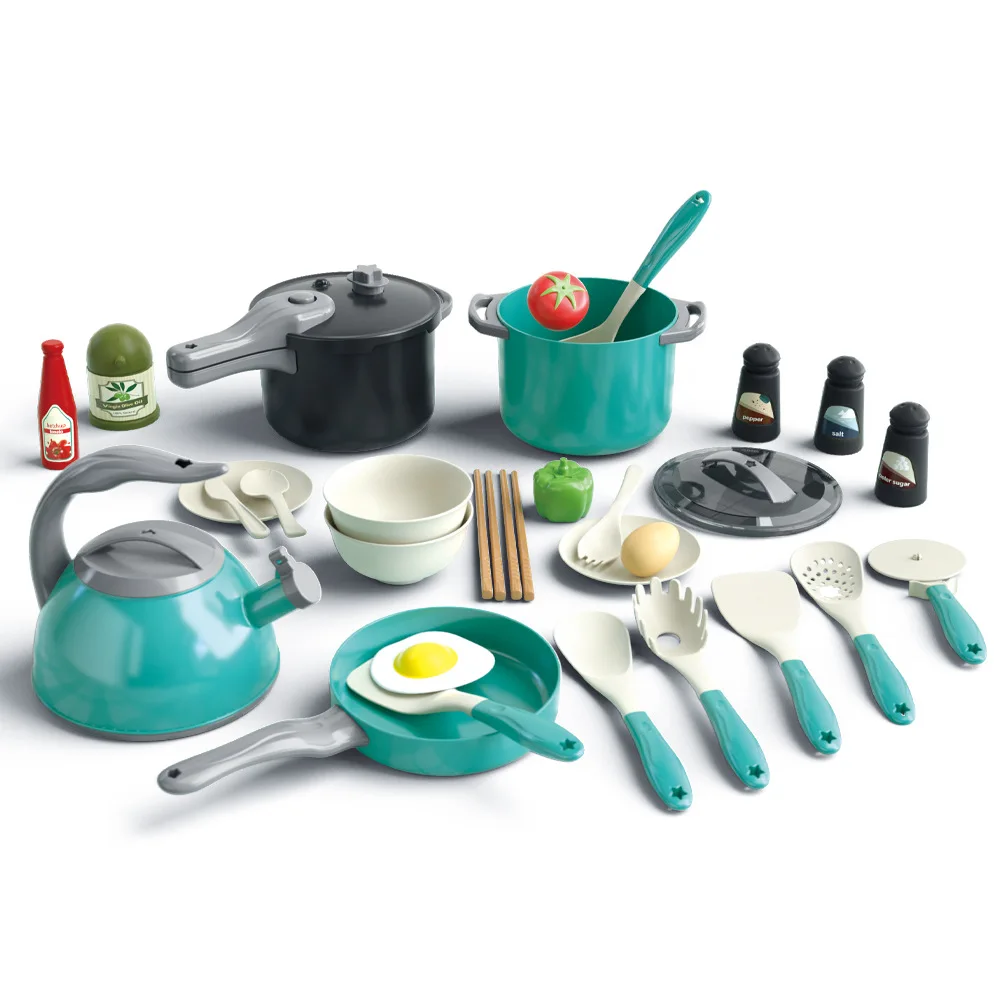 Kids Kitchen Toys Accessories Toddler Pretend Cooking Playset Pretend Cooking Toys Learning Toys Birthday Gifts with Cookware