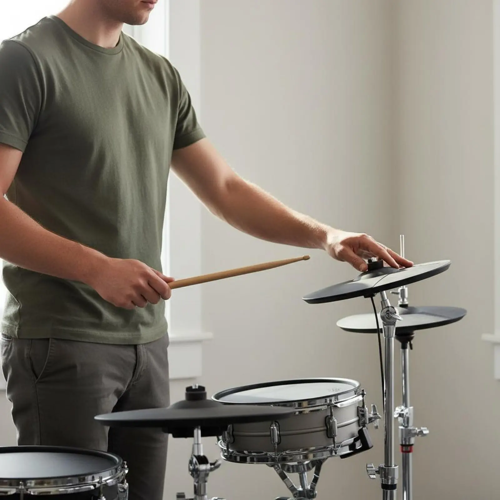 Electronic Ride Crash Cymbal Realistic Swing Electronic Drum Cymbal Pad Shock Absorbing Easy to Clean