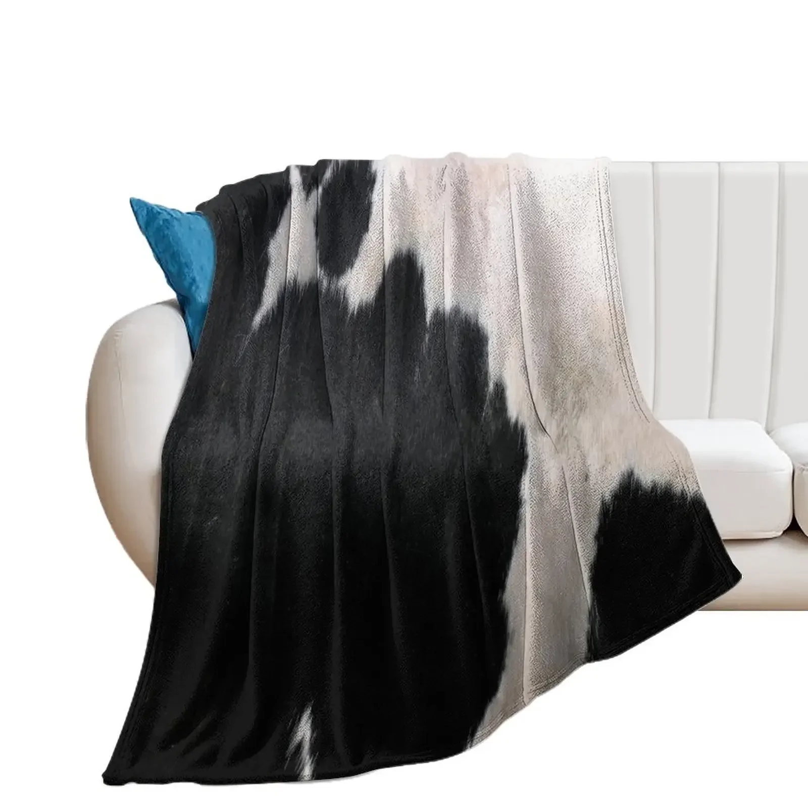 Cow Hide Black & White Throw Blanket halloween Soft Plush Plaid Thermal Blankets