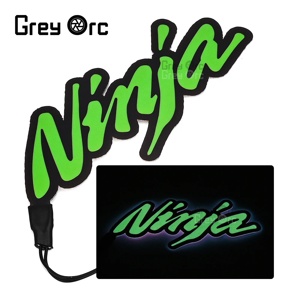 لكاواساكي نينجا 250 400 650 1000 SX ZX 6R 10R دراجة نارية LED الباردة ضوء التصحيح هدية الجسم ملصق شعار الديكور مصباح فلاش