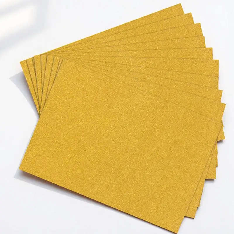 

10pcs A4 Glitter Paper Cardstock Sparkling Diy Craft Decor Scrapbooking Christmas Cards Heavyweight Back Gold