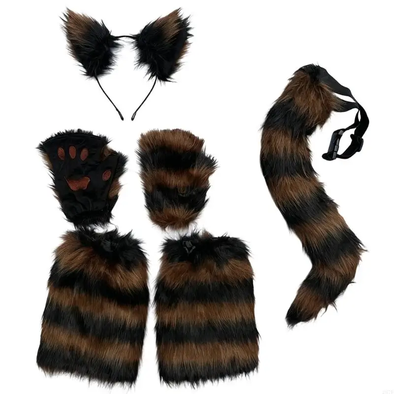 

2025 New Friendly Plush Headband Tail Leg Sleeves Cosplay Accessories for Women and Girls