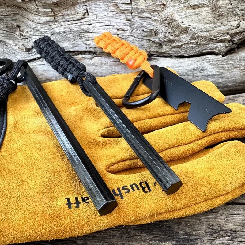 Hand Woven Rope Hexagonal Flint Magnesium Stick Outdoor Survival Flint Stick Wilderness Survival Flint Camping Tool Men's Gift