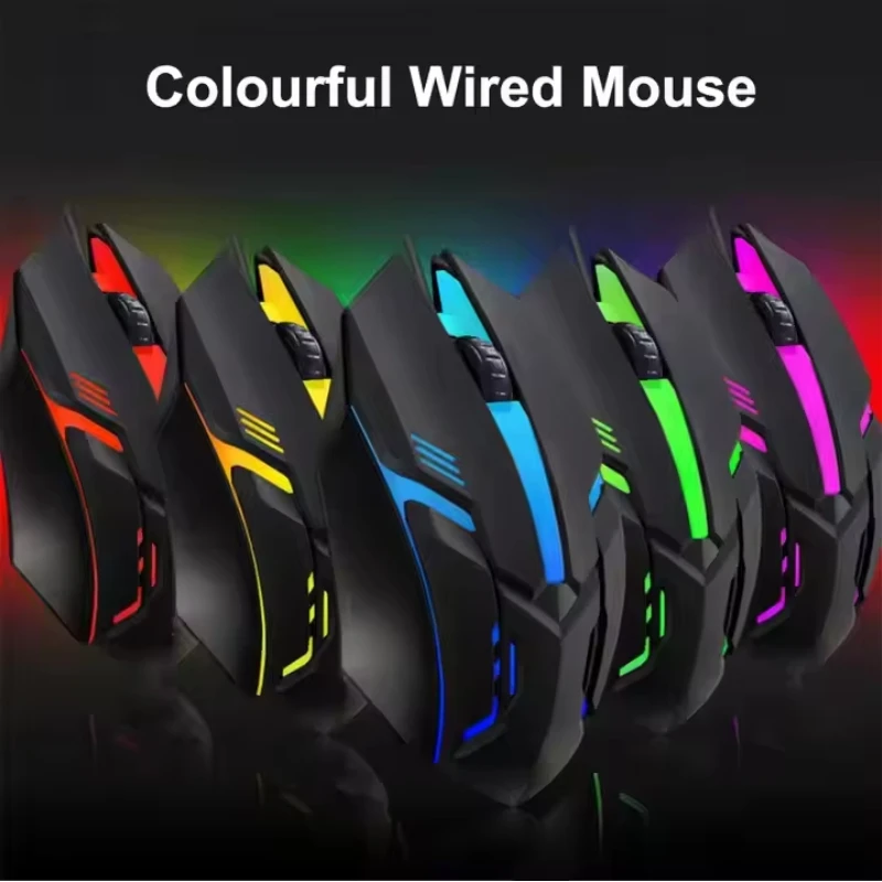 ماوس سلكي USB LED ملون مضيء زر ماوس الألعاب لألعاب الكمبيوتر المكتبي والكمبيوتر المحمول الفئران DPI1200 RGB ماوس مريح #3