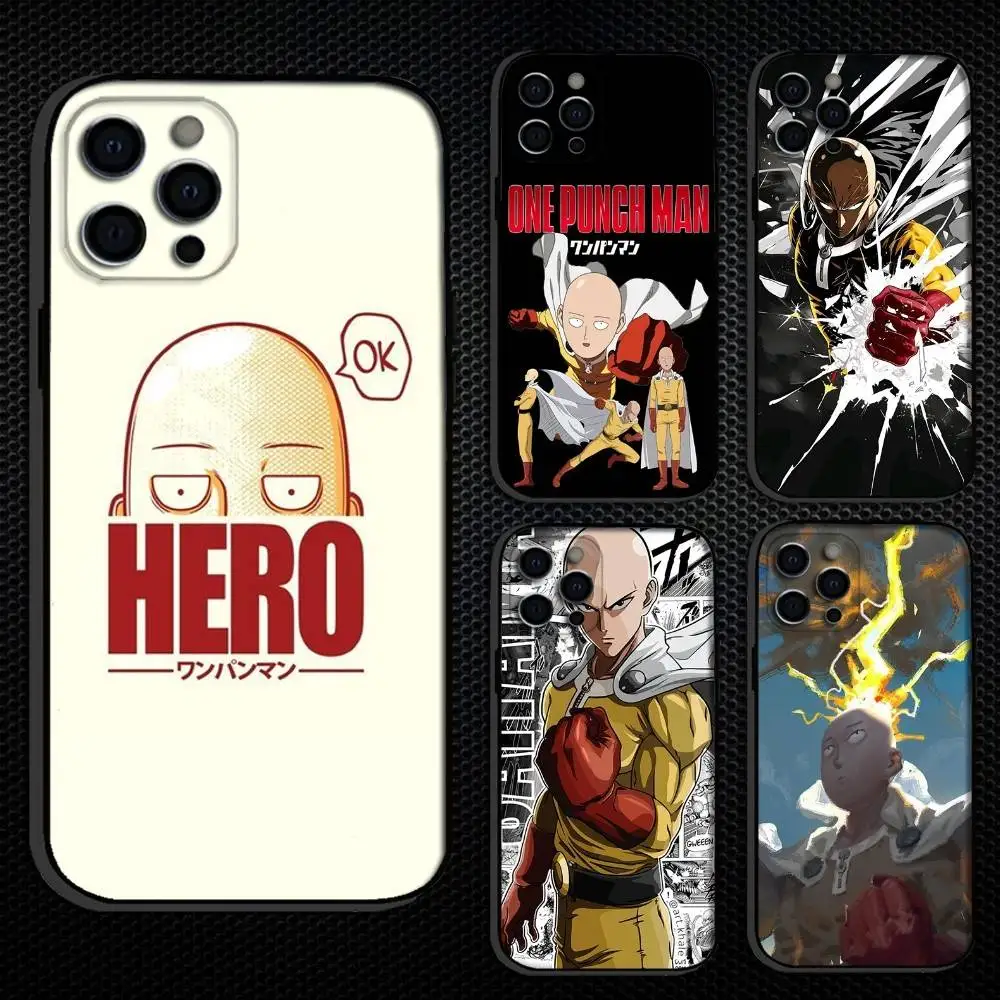 

HOT O-One P-Punchs Man Phone Case For iPhone 16,15,14,13,12,11 Plus,Pro Max, Others Soft Black Cover
