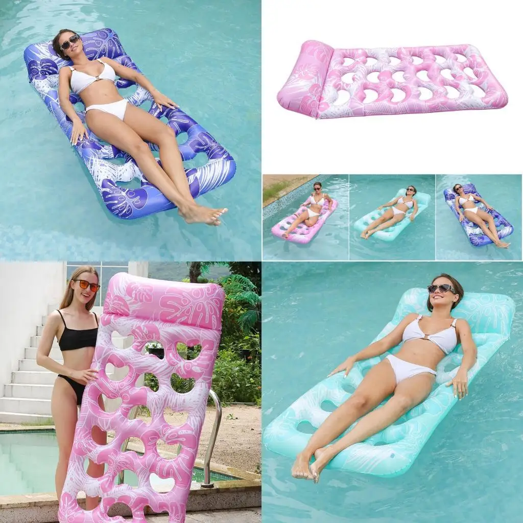 D7YD Inflar Quick Inflar Leaf Pool Colchão Float Float PVC PVC Water esgrina para adultos lago praia
