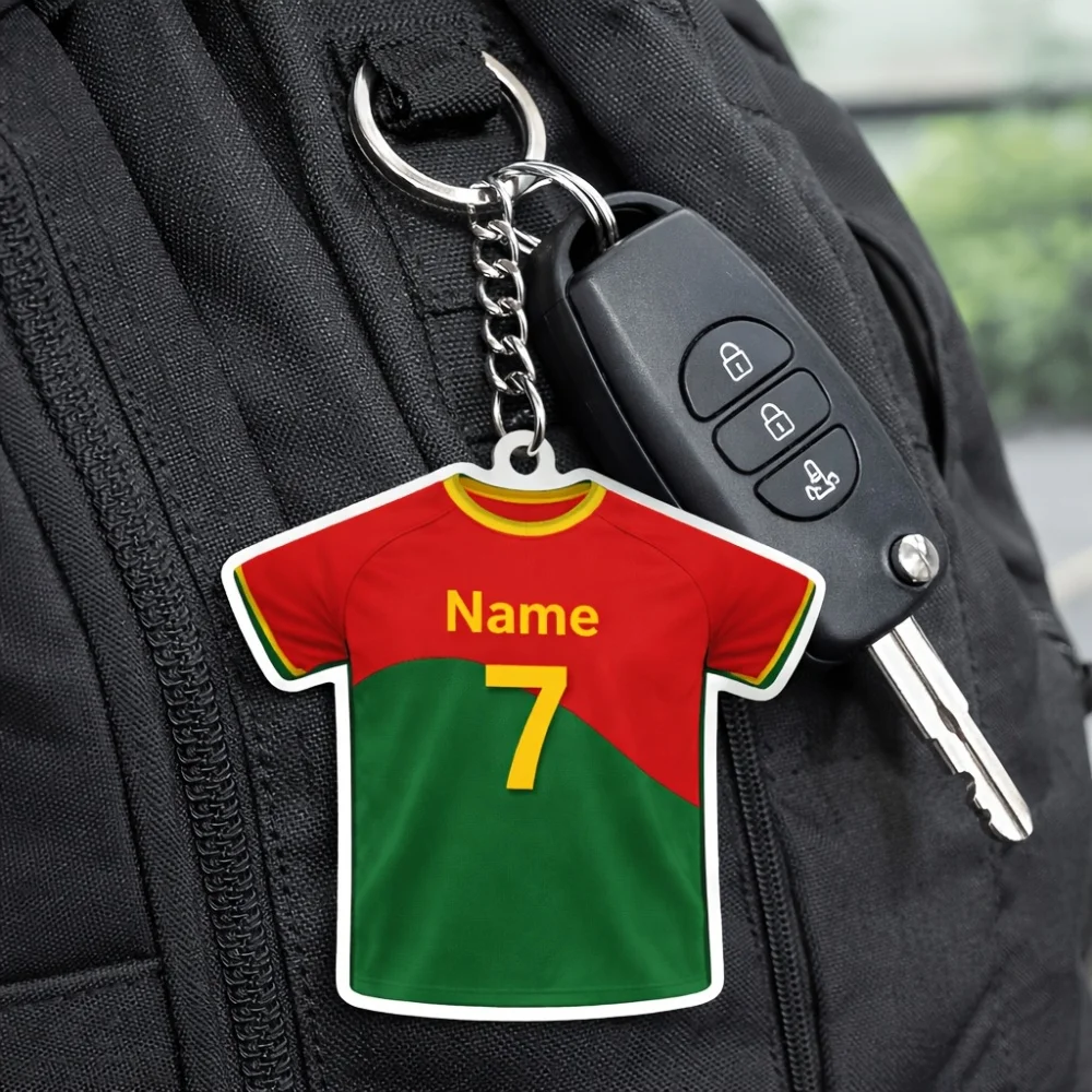 2D Flat Custom Acrylic Football Jersey Keychain,Available Name Number Personalized Customization Bag Pendant Birthday Gift
