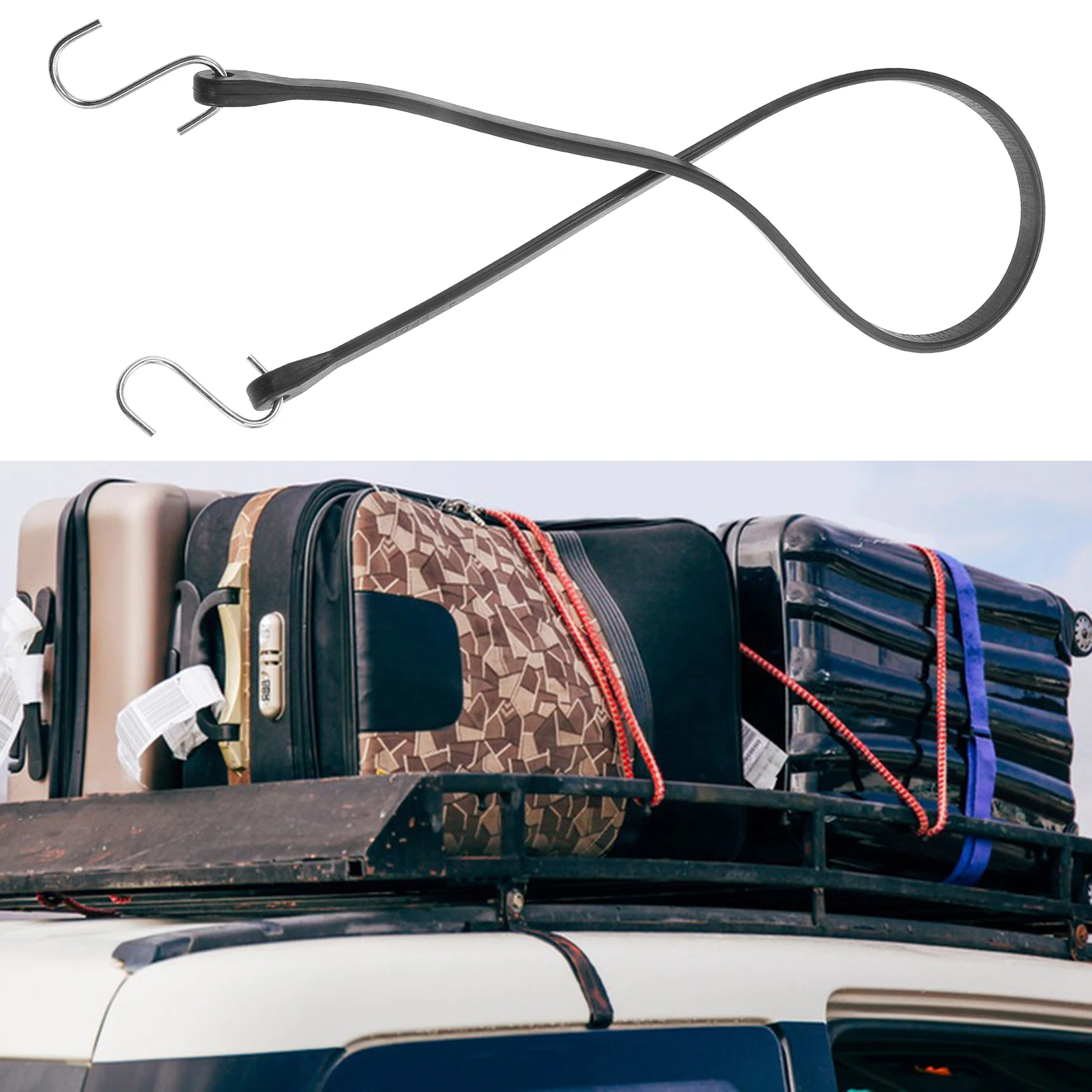

Rubber Bundling Strap Cargo Straps Tension Belt Bungee Cords with Hooks Heavy Duty Elastic Trailer