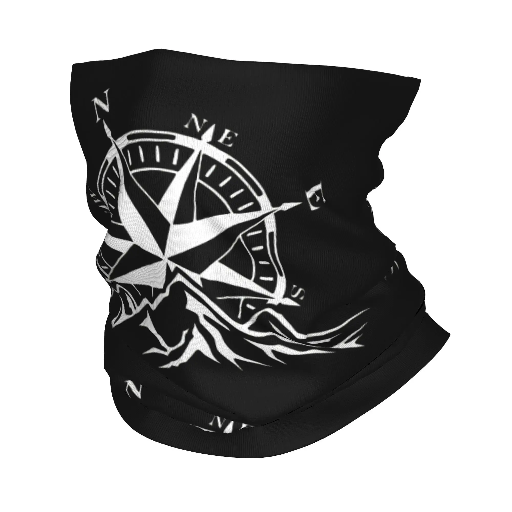 

Custom Compass Rose Mountain Neck Gaiter Women Men UV Face Shield Winter Nautical Bandana Scarf for Hiking