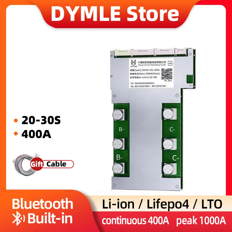 

ANT Smart BMS 20S до 30S Литий-ионный Lifepo4 Lto Батарея 60 В 72 В 84 В 96 В BT Встроенная непрерывная 400 А пиковая 1000 А Smart Balance Board