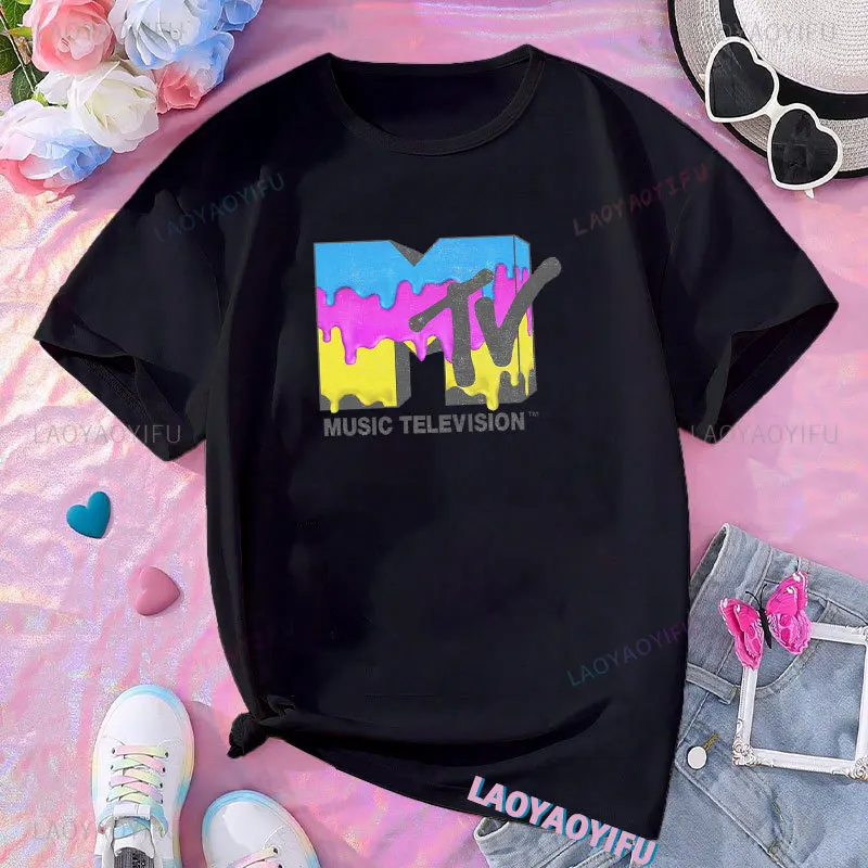 Ice Cream Mtv Music Television Printed T Shirt Woman Retro Rock Hip Hop Tv Tee Summer Fashion T-shirt Men Cotton Brand Teeshirt