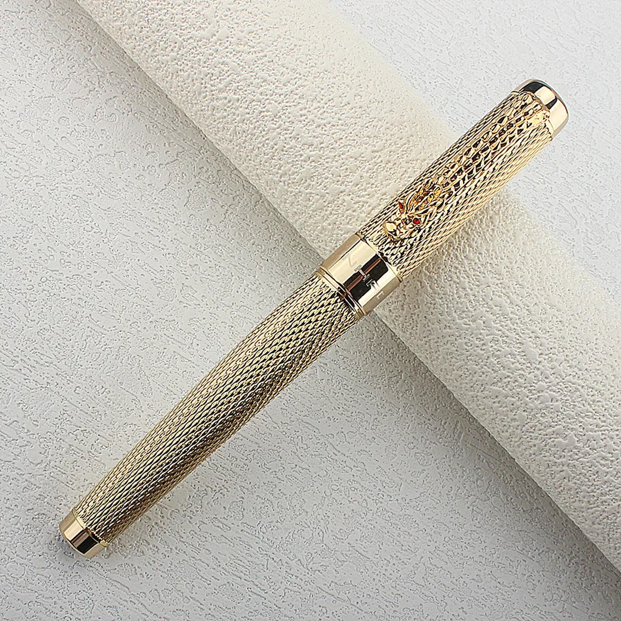 Imagem -04 - Jinhao Dragão Clipe de Ouro Caneta-tinteiro Escritório de Papelaria Presente Criativo ef f Nib 1200