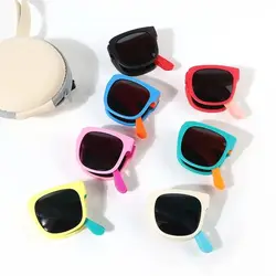 Outdoor Kids Sunglasses Vintage Square Frame UV 400 Foldable Sunglasses Shades for Toddler Boys and Girls