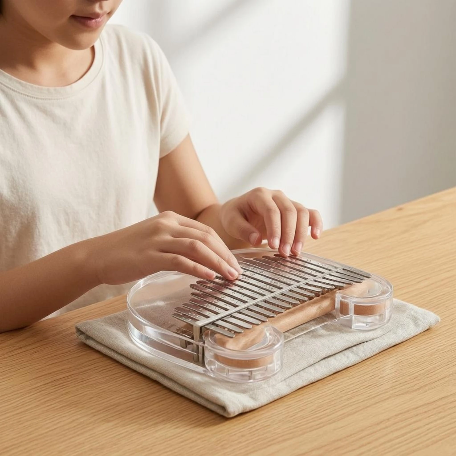 Bear-Shaped Thumb Piano Metal Tines Transparent Acrylic Kalimba Bear Kalimba Portable for Carrying, Storage