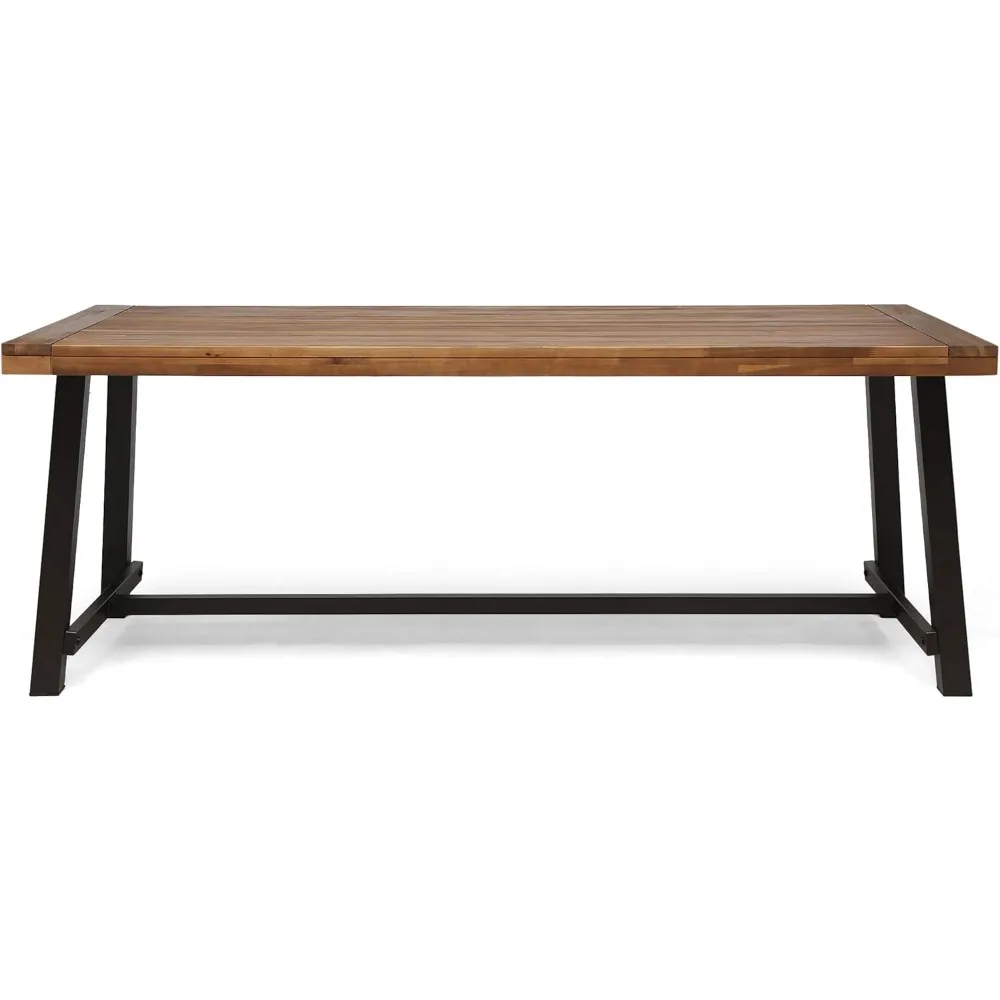 

Great Deal Furniture Beau Outdoor Eight Seater Wooden Dining Table, Teak and Rustic Metal Finish