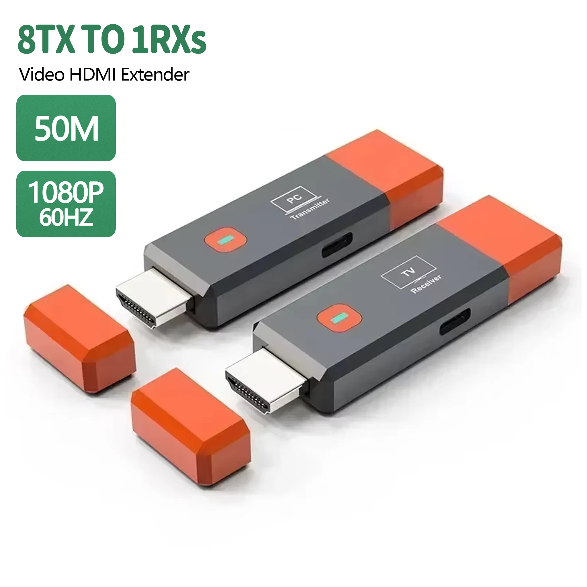 Extensor HDMI Inalámbrico 1080P 50M, Transmisor y Receptor de Video, Adaptador Dongle para PC a TV, Monitor, Proyector
