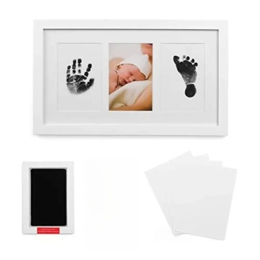 Inkless Hand and Footprint Kit, Baby Footprint Kit, Baby Keepsake Frames with Multicolor Diy Sticker  Baby Gifts for Newborn