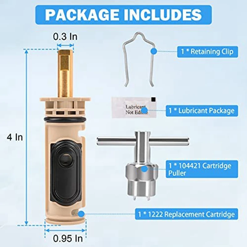 1222 Замена с 104421 съемным инструментом для удаления и зажимом, совместим с клапаном для ванны и душа, Комплект запчастей для ремонта
