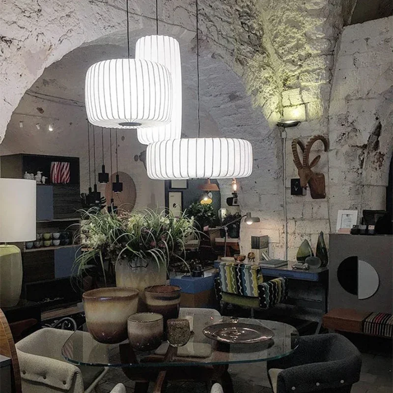 

Modern Japanese Wabi Sabi Silk E27 Chandelier Nordic Home Decor Designer Lamp Living Dining Room Bedroom Loft Pendant Lights
