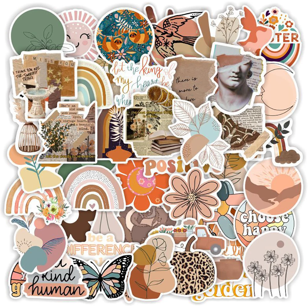 10/30/50PCS Art Bohemian Aesthetic Cartoon Stickers Girls DIY Car Bike Travel Luggage Phone Laptop Waterproof Sticker Decal Toy