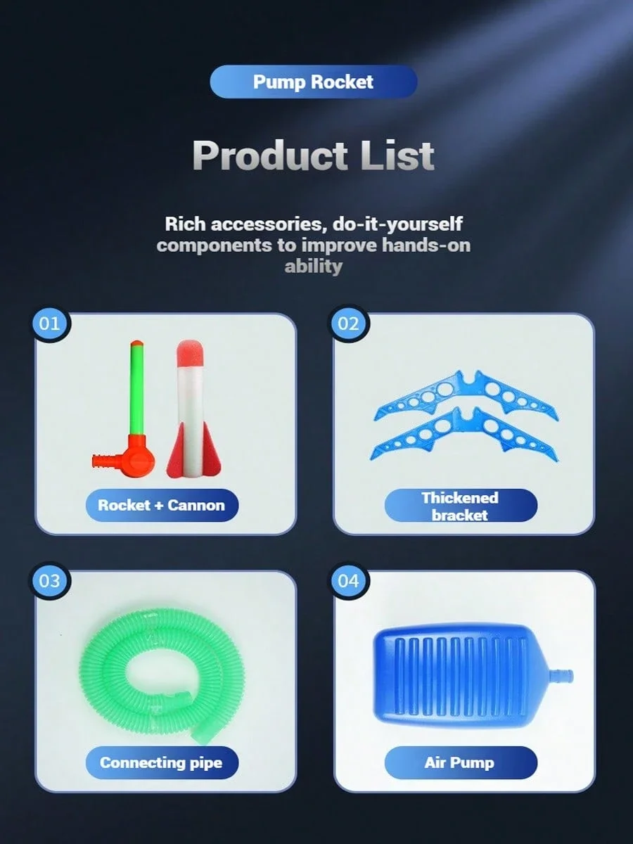 Dziecięca rakieta na pedałach, zabawka do latających rakiet na zewnątrz, zabawka sportowa dla dzieci do skakania (odporny zestaw akcesoriów do zakupu)