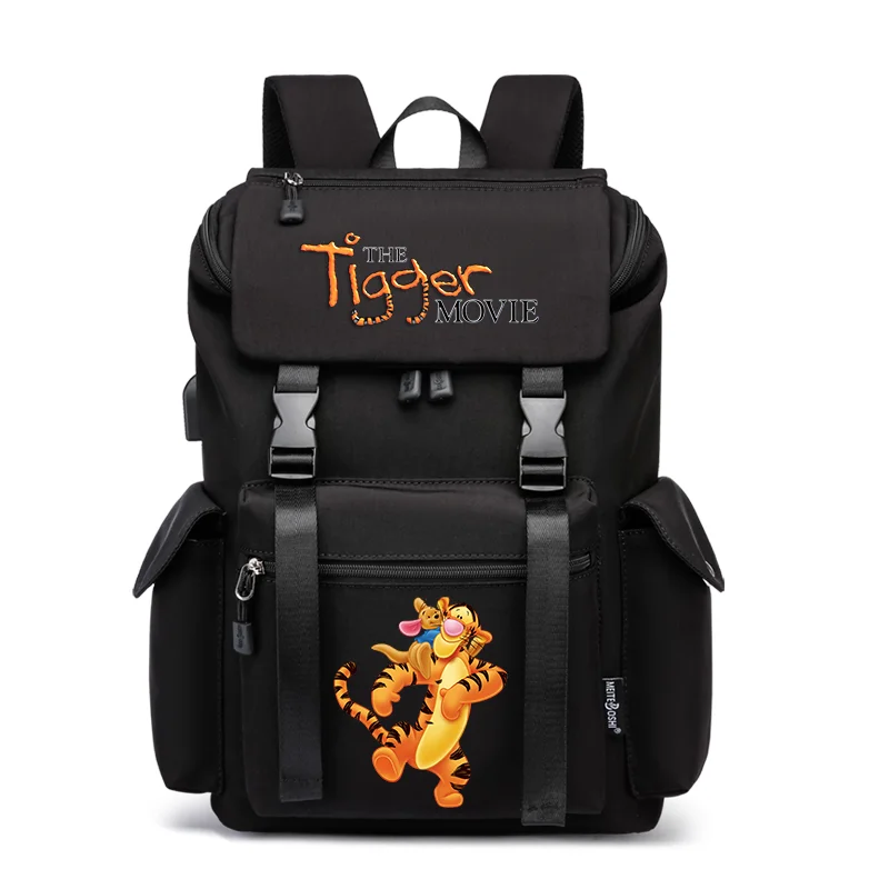 

Disney The Tigger Movie School Bag USB Charging Large Capacity Bookbags Teenager Women Men Waterproof Laptop Travel Backpack