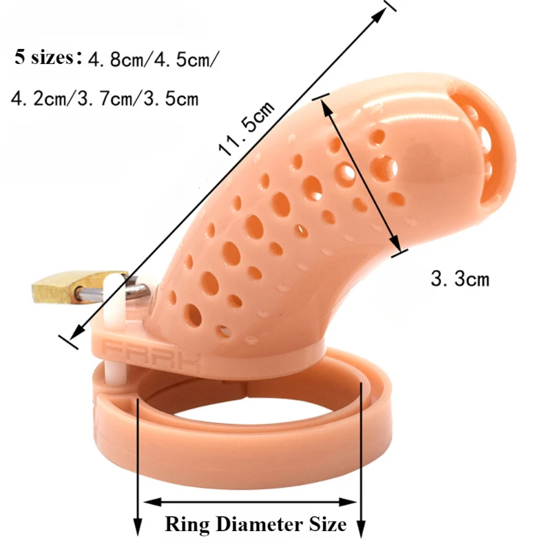 송진 남성 순결 케이지, 5 사이즈 링 포함, 음경 케이지, 부정행위 방지 장치, 성인 에로티카, 섹스 토이