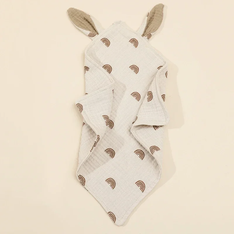 Baby Anti-spill Clothes Double-layer CottonGauze Cute Rabbit Ears Newborn Scarf Soft and Comfortable Sleeping Blanket Baby Towel