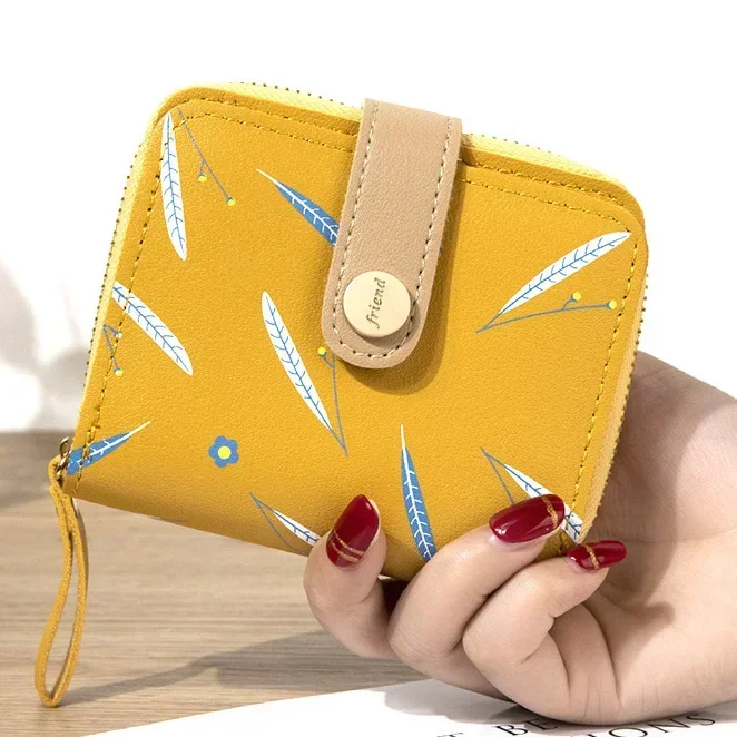 2024 New Fashion Women Wallets Soft PU Leather Hasp Zipper Coin Purse Feather Moneybags Lady Clutch Wallet Cards ID Holder Bags