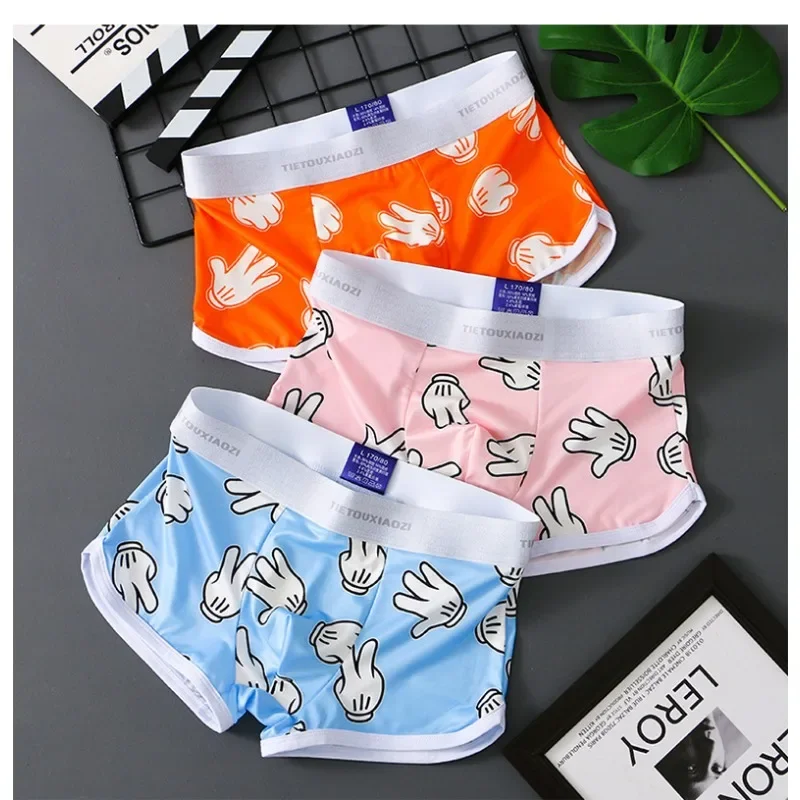 

New Mens Loose Print Boxers Shorts Comfortable Underwear Teenagers Breathable Flat Panties Men Thin Quick Drying Sleeping Hombre