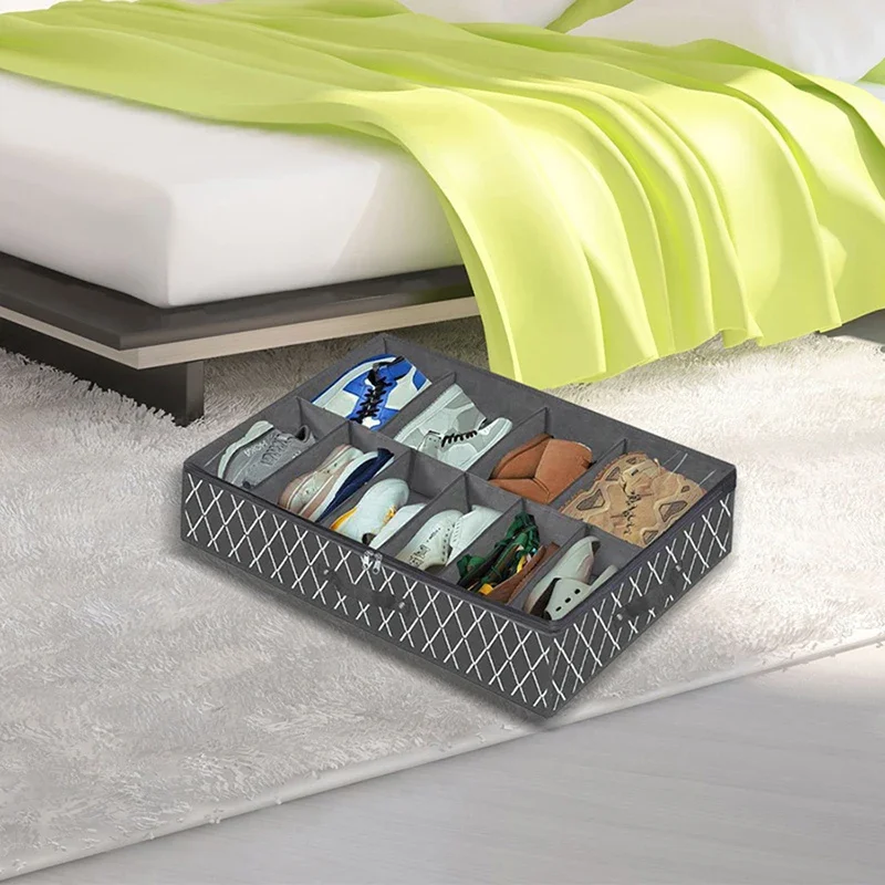 1 Piece Under Bed Shoe Storage Organizer, can accommodate 12 to 16 pairs of shoes, with transparent window, breathable, foldable