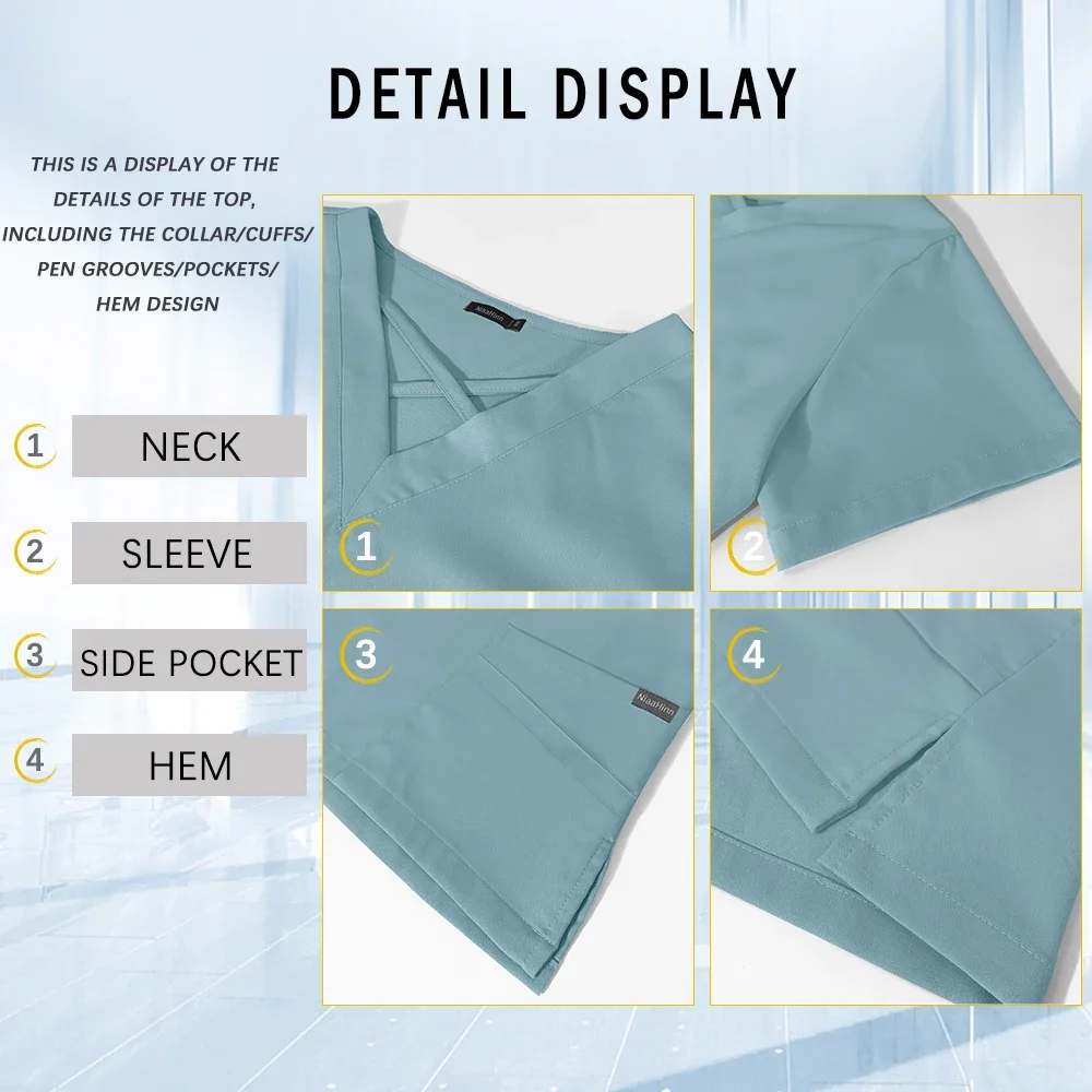 Atacado esfrega conjunto de alta qualidade uniforme cirúrgico feminino médico enfermeira vestidos de trabalho beleza laboratório farmácia uniforme pet shop calças superiores