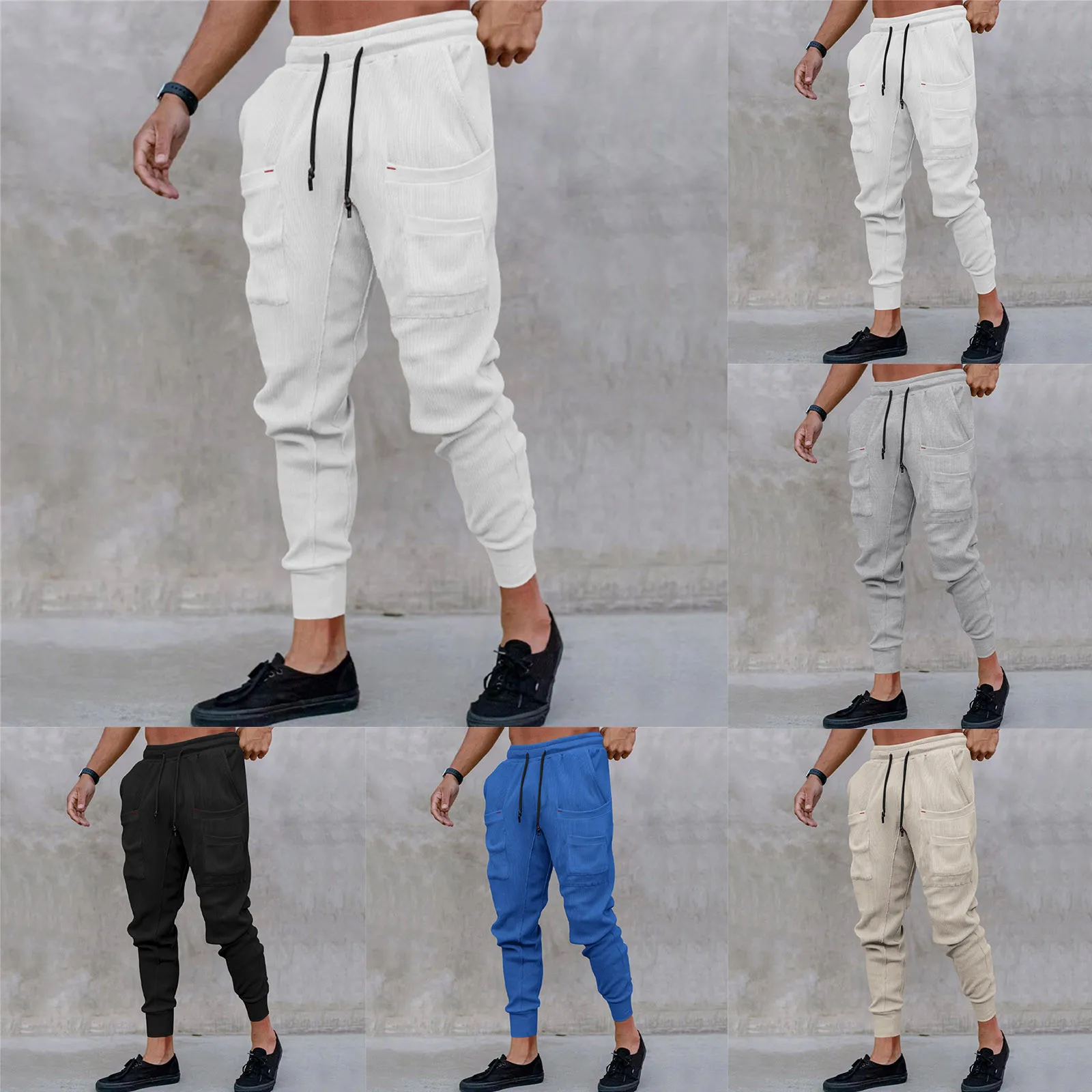 

Men's Drawstring Pants Joggers Sports Pants Casual Loose Outdoor Gym Sportswear Solid Color Retro Men's Pants Gym Sport Trousers