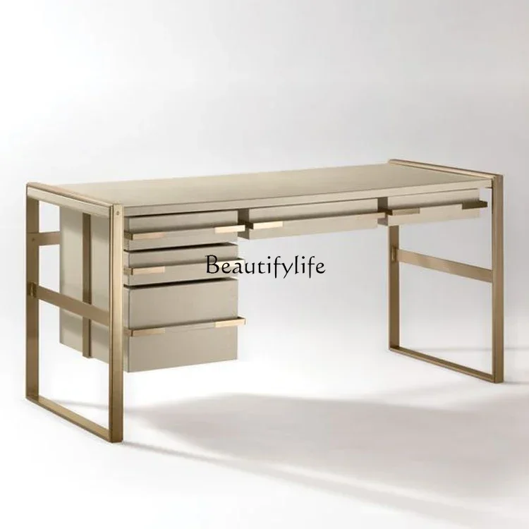 

ls 35Italian light luxury stainless steel plate computer desk desk champagne gold