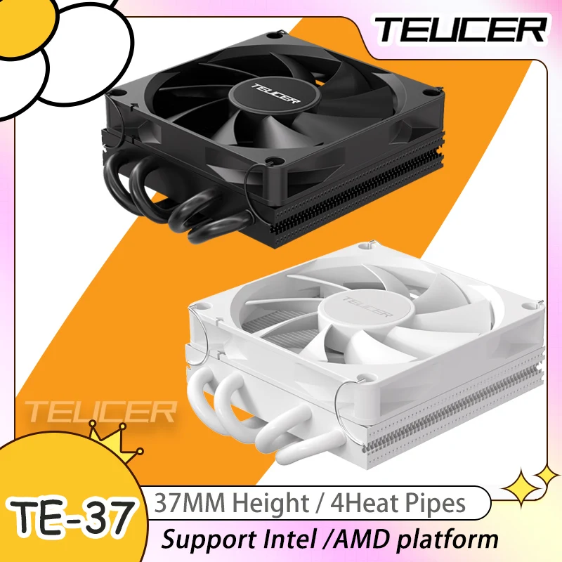 

TEUCER 37MM Height 4 Heat Pipes ITX CPU Cooler 12V 4PIN PWM Hydraulic Bearing Fan For AM5 AM4 FM1 FM2 LGA1700 1200 115X