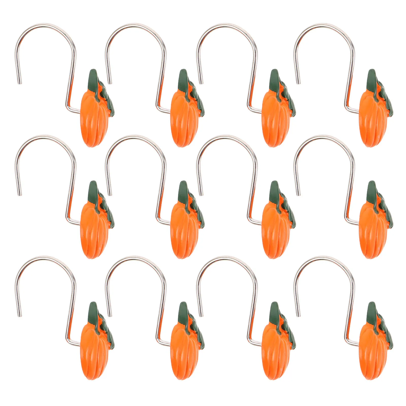 

12Pcs Pumpkin Resin Shower Curtain Rings Gliding Hooks Halloween Fall Bathroom Decoration Decorative Shower Curtain Rings