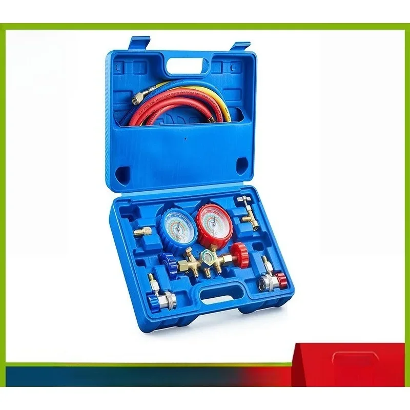 Automotive air conditioner fluoride meter double meter tool set ice type snow type pressure gauge, refrigerant filling