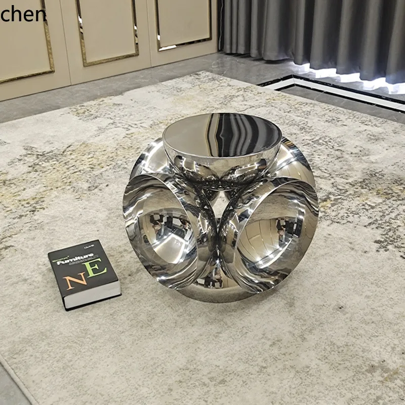 CZ Creative Minimalist Small Side Table, Clothing Display Prop, Round Corner Table, Mirrored Corner Table
