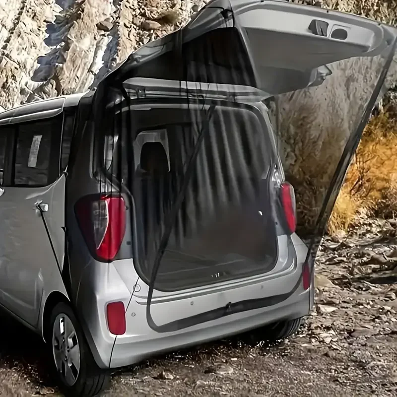 

Extra-Large Stretch For SUV Boot Mosquito Net – Durable Polyester Unlined Black Knitted Mesh Curtain For Road Trips Car Use