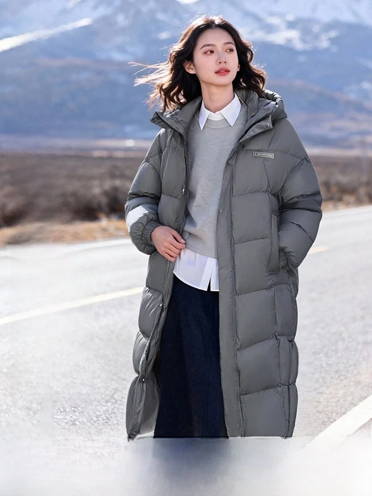 

Snow Fly Winter Thiened Large Size Women's Long down Jaet Korean Sle Commute Windproof Waterproof Warm Hooded Coat