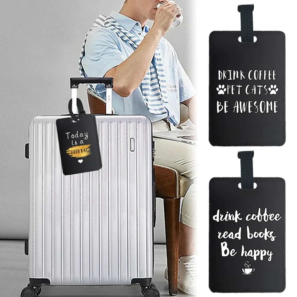 Personalized Luggage Tag Pu Luggage Boarding Travel Suitcase Identifier Label Outdoor Accessories Name ID Address Food Pattern