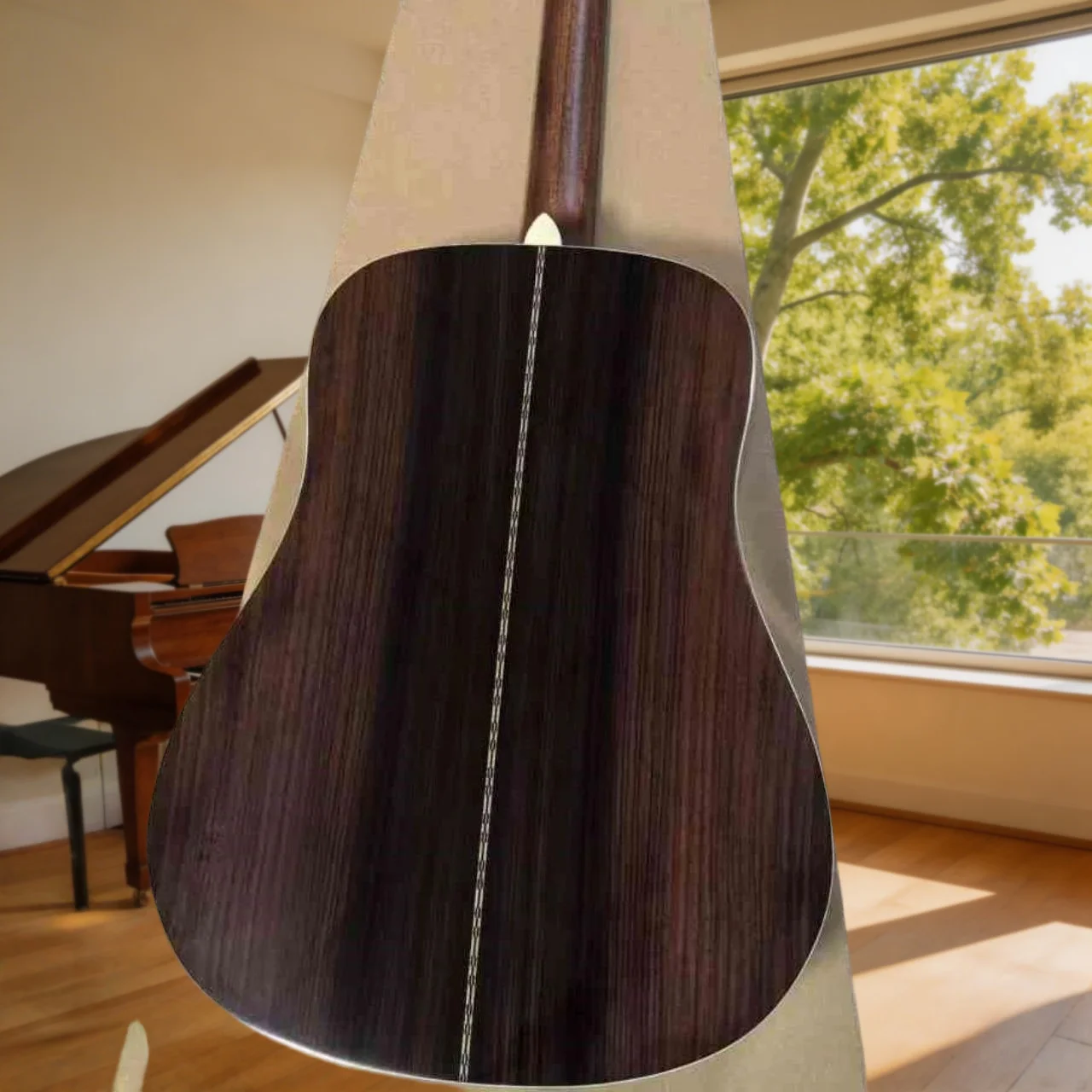 D28 Acoustic Guitar Solid Wood Natural Finish with Dot Fingerboard Inlays Spruce Top Rosewood Fingerboard Fishman 301 Pickup - view 3